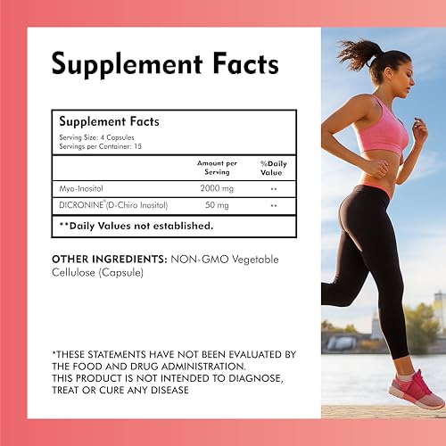 Image of PCOS PCOD Supplement Myo-Inositol & D-Chiro Inositol | Hormonal Balance & Healthy Ovarian Function Support for Women | 60 Veg Capsule