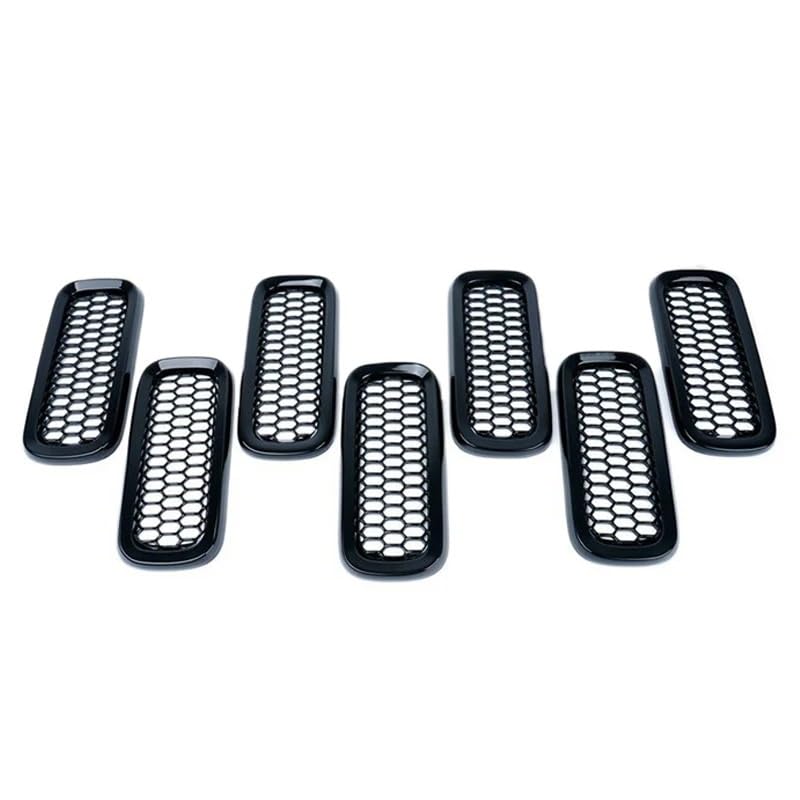 Inserciones de rejilla delantera ABS negro para Jeep Renegade 2015 a 2017, kit marco de 7 piezas