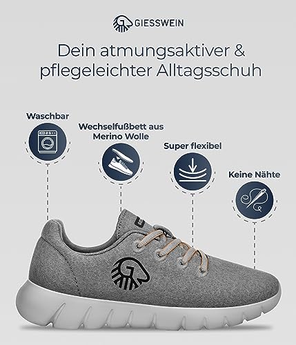 GIESSWEIN Merino Runners Women - Breathable Merino Wool 3D Stretch Sneakers, Lightweight Women's Casual Shoes with Replaceable Footbed4