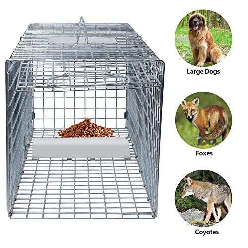 Toriexon Large Live Catch Animal Traps 42 X 15 X 17Inch, Live Animal Trap Easy To Set And Release, Collapsible Large Animal Catcher Cage For Large Dogs, Foxes #TOP7