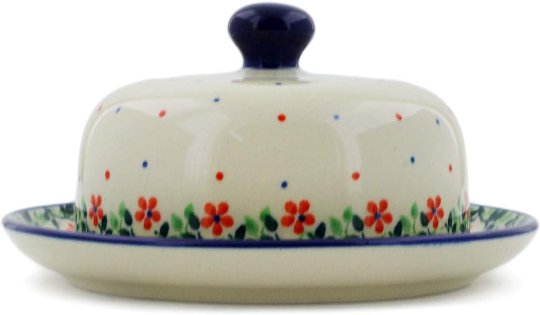 Polmedia Polish Pottery Dish with Cover UNIKAT - Charming Prince Pattern Handmade in Boleslawiec Poland by Ceramika Artystyczna + Certificate of Authenticity