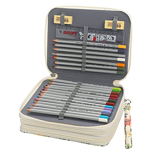 Image of 72 Slots Pencil Case Organizer w /Removal Handle Strap | 3-Layer Zipped Pencils Box Large for Colored Pencils Watercolor Pencils for Office and Travel for Artist