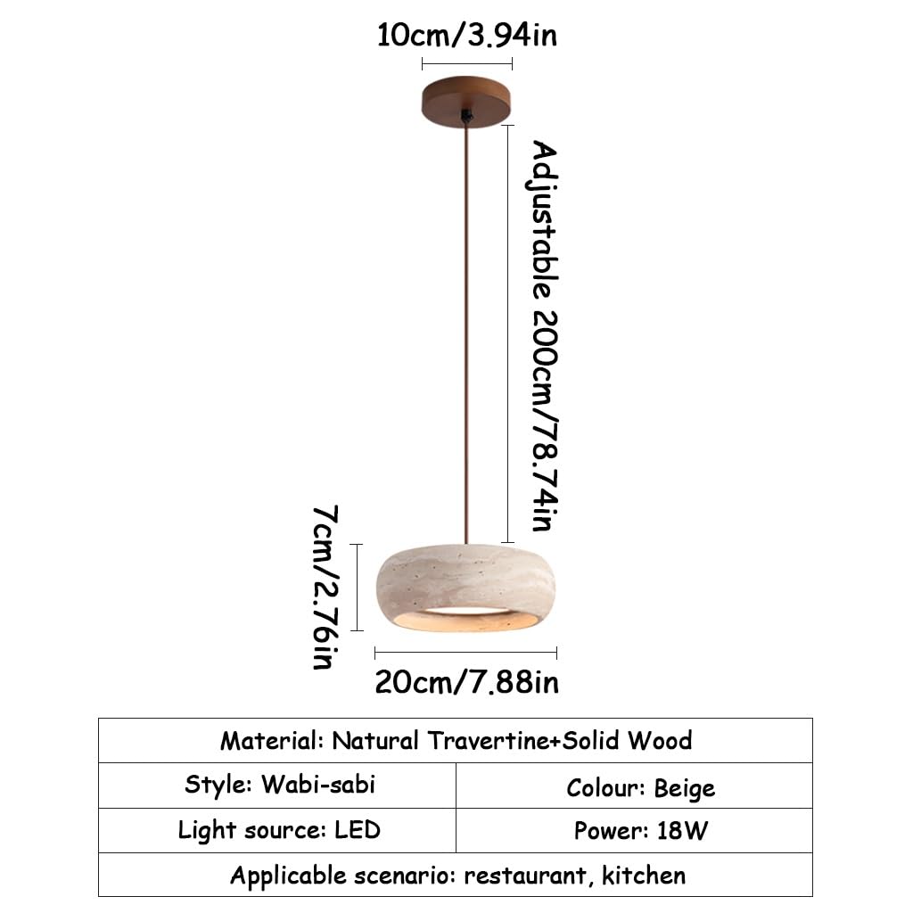 Lustre En Bois À LED Suspension Scandinave En Travertin Jaune Lustre Créatif En Pierre Naturelle De Forme Bombée Style Wabi-sabi Japonai Idéal Pour Salle À Manger Îlot De Cuisine Salon(A)