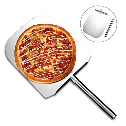 Stainless Steel Pizza Peel(12 x 14 ),Metal Pizza Paddle with 10 Stainless Steel Handle, Removable and Easy To Store
