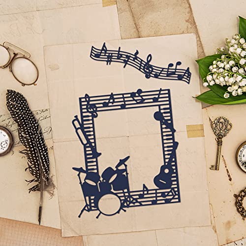 GLOBLELAND Music Note Frame Cutting Dies Metal Drum Guitar Staves Border Die Cuts Embossing Stencils Template for Paper Card Making Decoration DIY Scrapbooking Album Craft Decor - Image 2