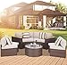 SUNCROWN Outdoor Furniture Brown Wicker Patio Sofa Chairs 2, Additional Seats for 7-Piece Sets with Washable Cushion Covers, Backyard, Pool