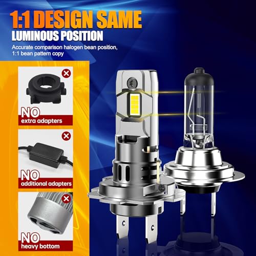 FREERAP H7 Led Bulb 32000LM 6500K Brighter, 100W Headlight Bulb with Fan, 1:1 Size, IP68 Waterproof, Plug and Play Easy Installation, Pack of 2(H7) - Image 4