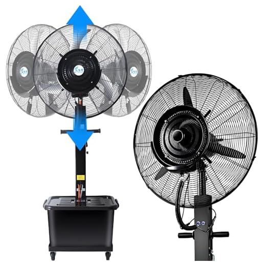 LXHGVKHJ Ventilador Nebulizador de Pie Industrial, 3 Velocidades, Depósito de Agua de 43L, Ventilador Eléctrico de Alta Potencia con Oscilación de 90° para Patio o Garaje Exterior(25 inches)