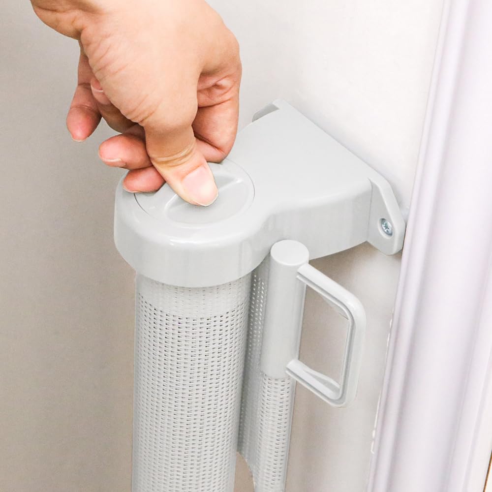 Barrière de sécurité rétractable pour bébé et Chien, avec/sans Passage pour Chat, Installation Facile pour escaliers et Portes (Blanc, 86 * 180cm, Modèle Basique)