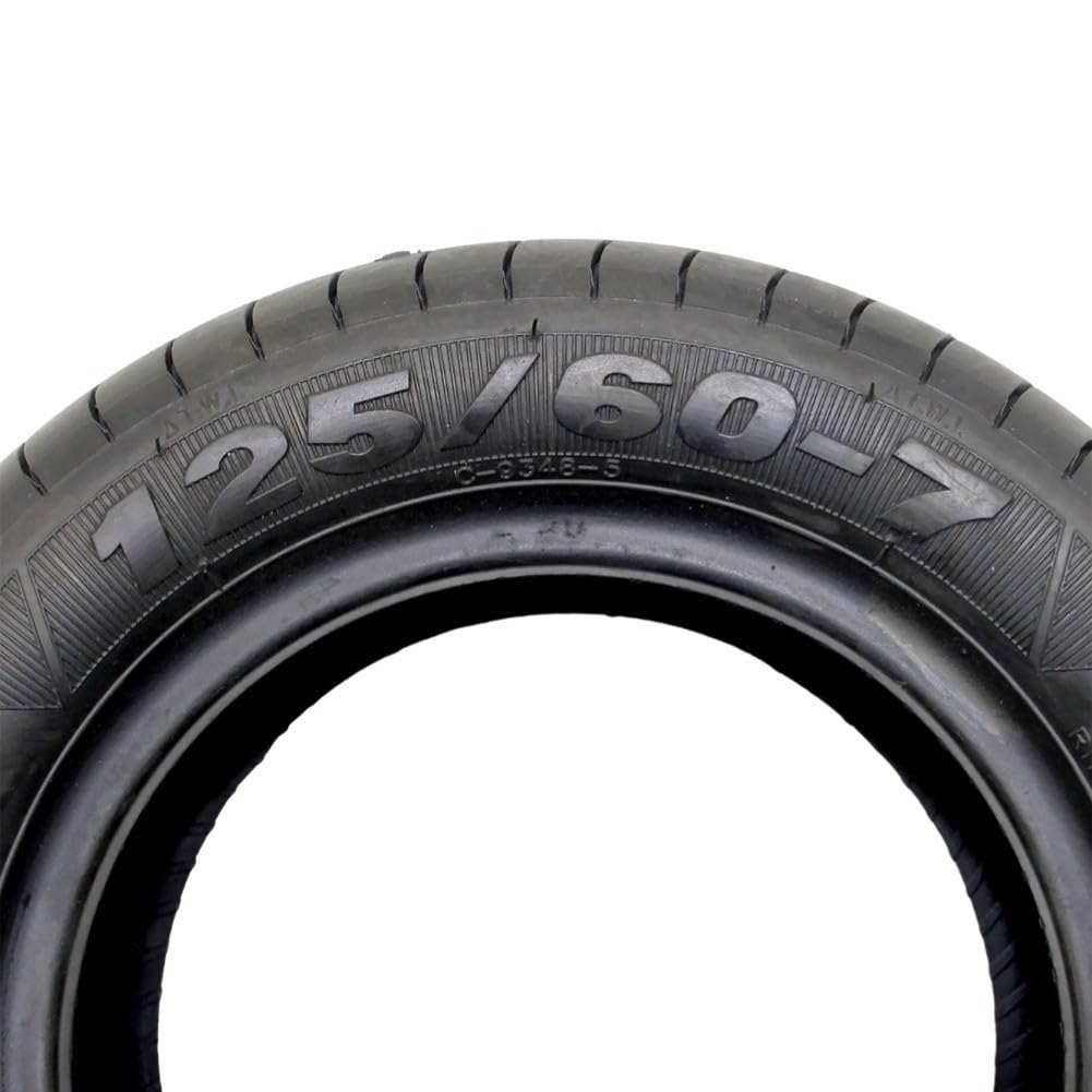 NexRen Pneumatico di ricambio per scooter 125/60-7, ruota in gomma senza camera d'aria con assorbimento degli urti antiscivolo, nero 1 set di pneumatici nero