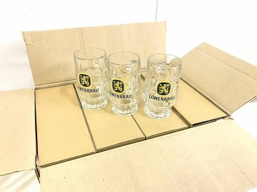 LOWEN BRAU ◎ レーベンブロイ  ビールジョッキ　新品　24個 Amazon.co.jp: 米軍放出品 ビールジョッキ 24個 360ml コップ
