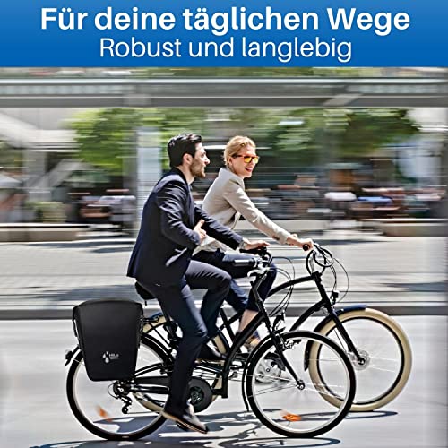 Foto von HiLo sports 2 Stück 20 Liter Fahrradtaschen wasserdicht - Verschweißte Fahrradtaschen für Gepäckträger aus Planen Material - Fahrrad Seitentaschen mit Innenfach - Radtaschen hinten (schwarz)
