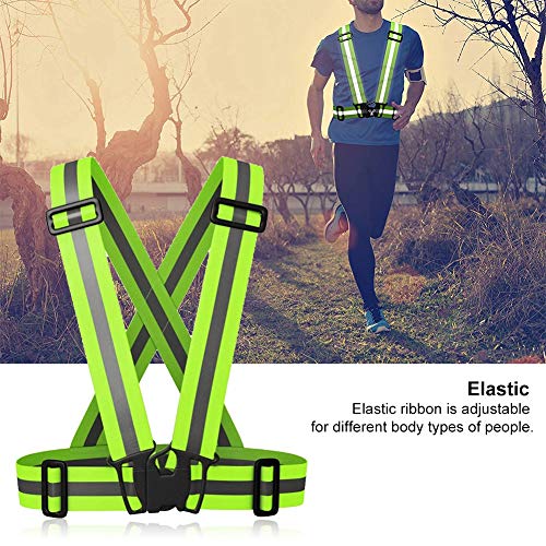 Cinto reflexivo, roupa de alta visibilidade colete elástico reflexivo, para ciclismo noturno(Verde f
