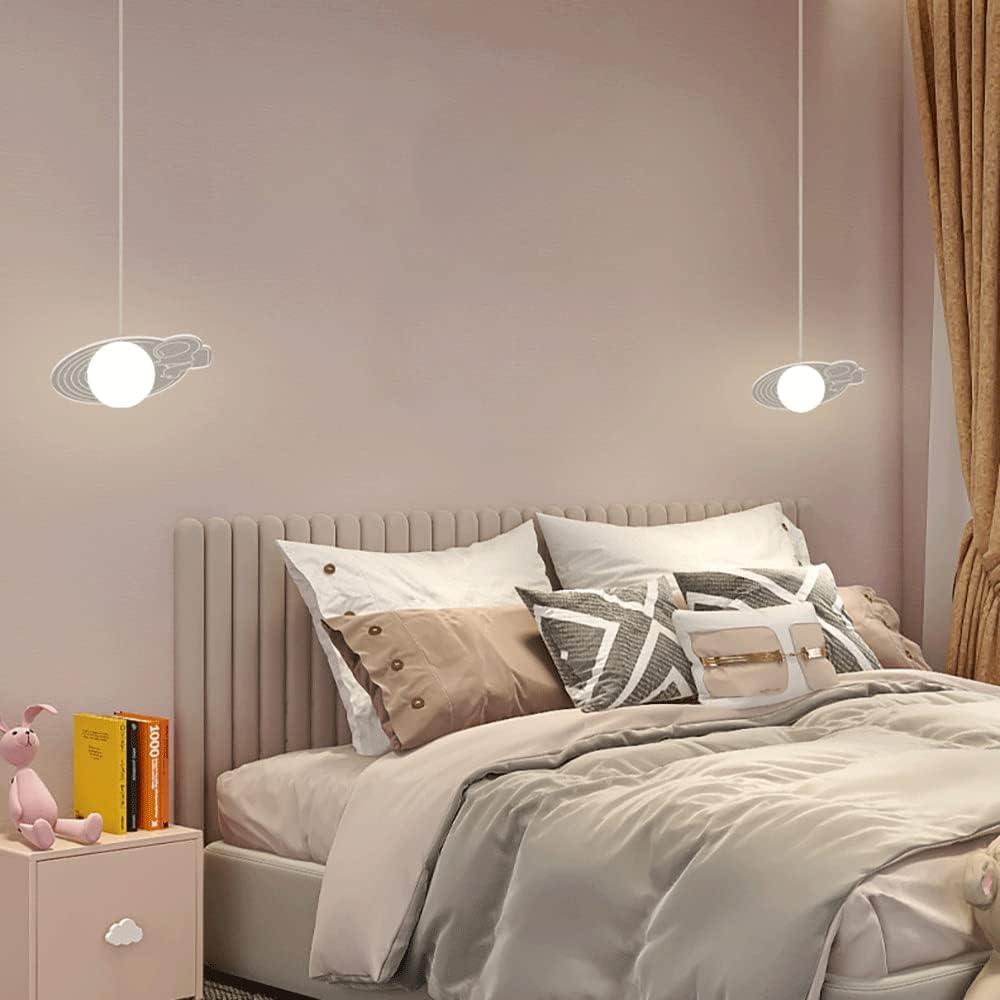 Suspension De Chambre De Princesse Rose, Suspension Décorative Astronaute En Acrylique Avec Abat-Jour En Boule De Verre, Lampes Suspendues Modernes À Led 5W, Lampes À Suspension Décoratives Po