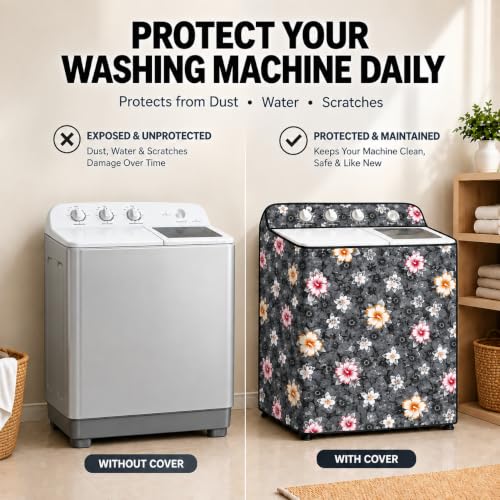 Image of Star Weaves Semi Automatic Washing Machine Cover for LG 6kg, 6.2kg, 6.5kg, 7kg, 7.5kg & 8kg Top Load | Waterproof, Dustproof, Rustproof | Heavy Duty Polyester Cover