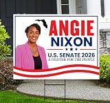 Angie Nixon For Florida Senate 2026 Yard Sign, Corrugated Senate Elections Race Red White & Blue Yard Sign with Metal H-Stake, VP3584, 18" x 12", Single Sided