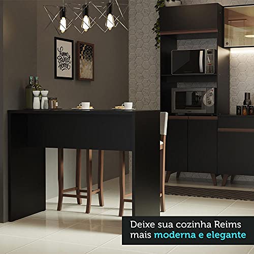 Bancada para Cozinha Reims Madesa 115 cm - Preto