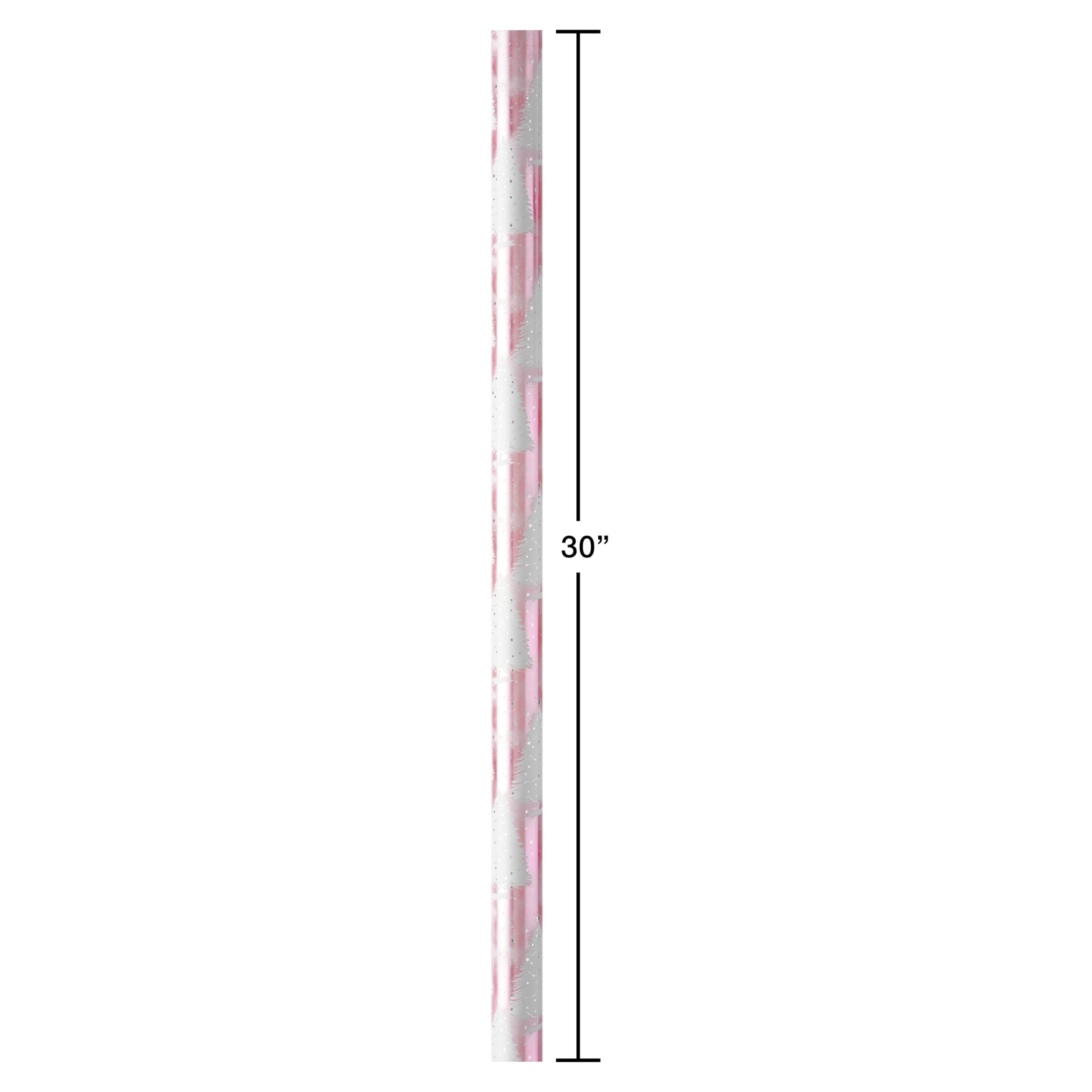 American Greetings Lot de 4 rouleaux de papier cadeau de Noël doré et rose (étoiles) pour Noël, Hanoukka et toutes les fêtes (4 rouleaux de 76,2 cm x 2,4 m)