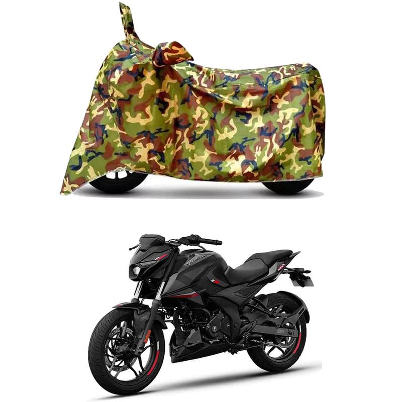 Image of Waterproof 100% PVC Coated Bike Scooty Two Wheeler Body Cover Compatible for Bajaj Pulsar F250 ABS /UV-Rays /Heat Protection /Birds Dropping /Scratchproof /Dust Proof [6X6 Jungle Print]