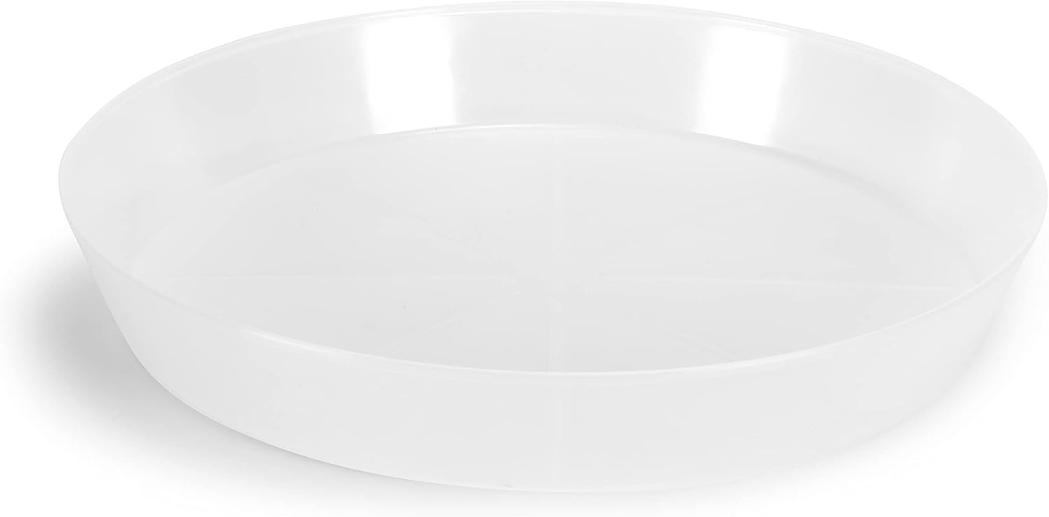 16 Inch (14.2 Inch Base) Case of 2 Plant Saucers - White Granite Colored Polypropylene