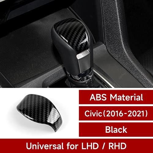 Image of Gear Shift Knob Cap Trim Decals for Honda Civic 2016 2017 2018 2019 2020 2021 10th Gen Accessories ABS Carbon Fiber Stickers