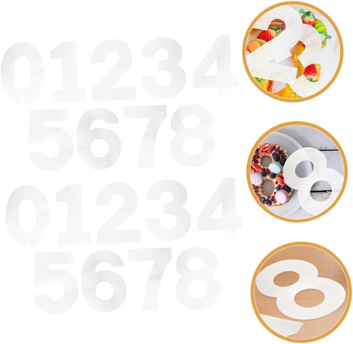 Number Cake Stencils Set for Baking 10-inch Plastic Mousse Cake Mold with 0-8 Digital Templates for Birthday Decorating and DIY Dessert Moulds