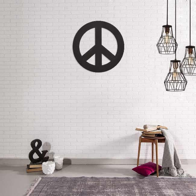 Homemania WALL126 Wall Decoration Peace, Art and Scratches, Black, 50 x 0.2 x 50 cm, Default - Image 2