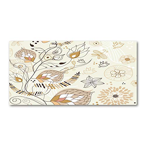 Splashback guard cuisine 100x50 anti-taches Tulup verre fleurs beige
