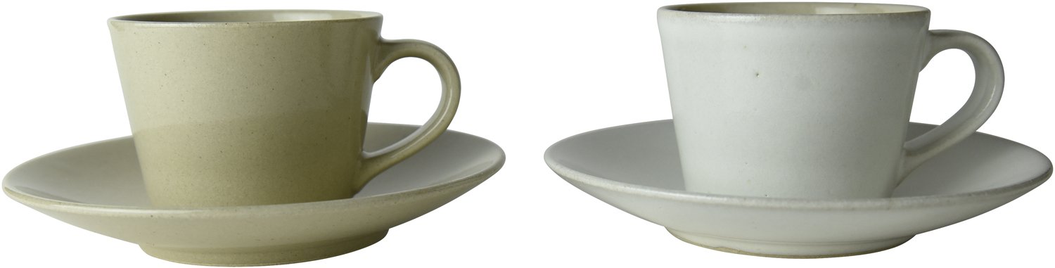Mashiko Ware AKK-3 Coffee Cup & Saucer Set, Milk Color, Fashionable, Living Alone, Interior Goods, Wedding Gift, Gift, Gift : Home & Kitchen