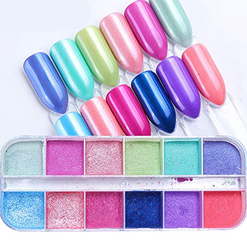 SAMENTHA Nail Art Glitter Powder Für Frauen, 12 Stück Nail Art Decor Glitter Dust Powder Set DIY Acryl UV Gel Tipps… – Bild 7