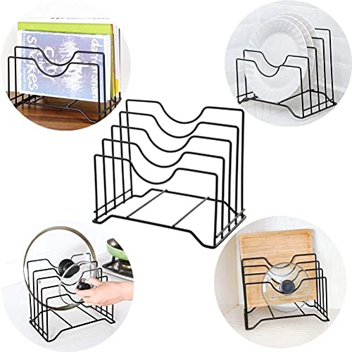 Image of Multifunctional Lid Organizer kitchen Rack Holder Pan Pot Stand Dish Rack Storage plate Stand for Kitchen Cookware items Space Saving Storage Rack,