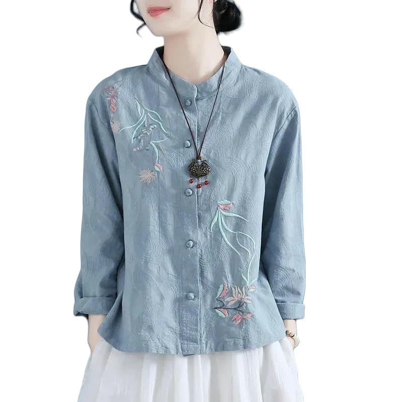 Chemise rétro en coton et lin ample pour un confort quotidien sans effort