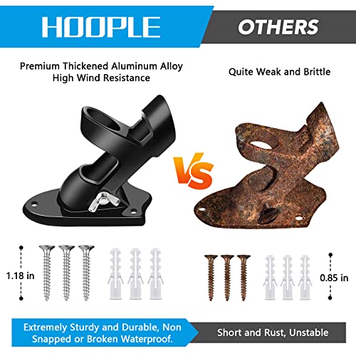 HOOPLE Flag Pole Holder, Flag Bracket, Two-Position Flag Holder Mounting Bracket for Outside House, Cast Aluminum Flag Pole Mount Rust Free Coated, All Weather Display 1" Inner Diameter