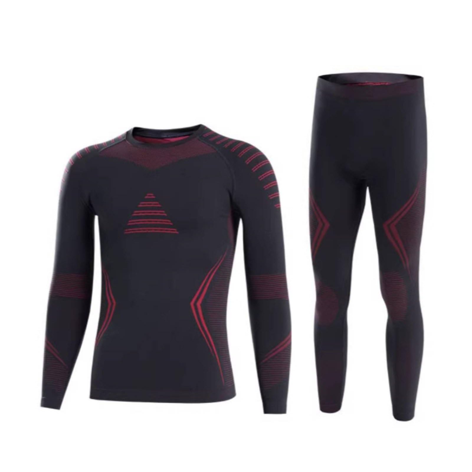 HEAVENGLOW Sweat Wicking Ski Base Layer Set Warm Men's Thermal Set Winter Ready Long Sleeve Thermal Shirt and Pants Close Fit for Skiing, Running, Workout, Black Red, XL-image-39