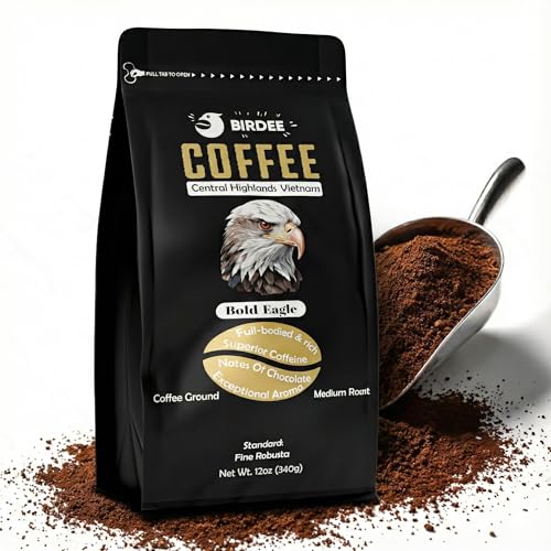 Birdee Robusta Coffee Ground – 12 ounce, Medium Roast, 100%