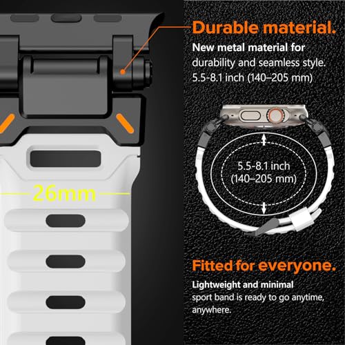 Image of KADES Rugged TPU Sport Band for Apple Watch Ultra 3 /2 /1 49mm, Metal Connectors for Apple Watch Series 11 /10 /SE3 46mm Series 9 /8 /SE2 /7 /6 /SE /5 /4 /3 /2 /1 45mm /44mm /42mm