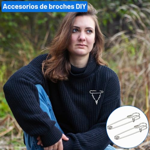 Miniatura 6 de Dndgdlua 12 Imperdibles Kilt De Acero Inoxidable De 63 Mm, De Alta Resistencia, Para Mantas, Prendas De Punto, Joyas Y Manualidades Plata