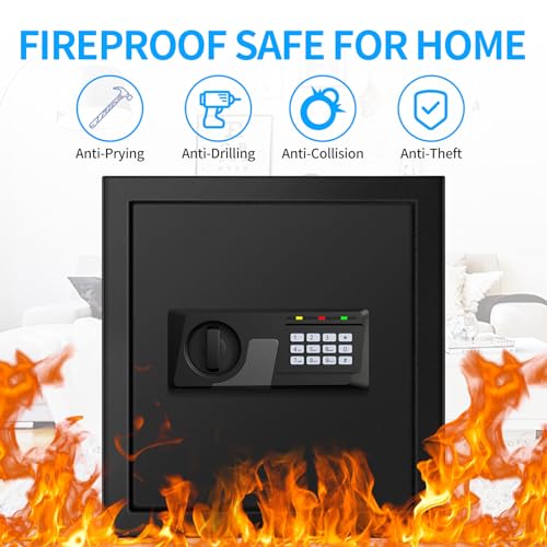 2.3 Cuft Fire proof Safes for HOME USE, Digital Security Safe Box with Programmable Keypad and Spare Keys, Safety Box for Home Office Business, Document Safe for Money Medicine Valuables - Thumbnail 2