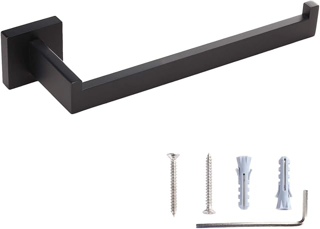 Toprema Towel Holder Bar Towel Ring Stainless Steel Matte Black Hand Towel Hanger Bathroom Lavatory Kitchen Hardware Wall Mount