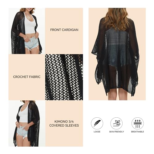 Image of STARWHISPER Open Front Cardigans Crochet Coverups for Women Lightweight Cardigan Sweaters for Women Mesh Cardigan Sweaters