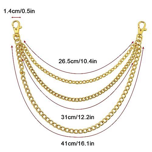 Gold/Silver Customizable Pocket Watch14 Inch Chain with Twisted Thick & T Bar & Lobster Clasps Custom Watch Chain Link Vest for Your Pocket Watch2