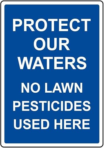 Portrait Protect Our Waters Pesticides with Symbol Rust Free Aluminum Tin Sign - Pesticide Safety Decor with Pre-Drilled Holes for Lake, River - 12x8 Inch​