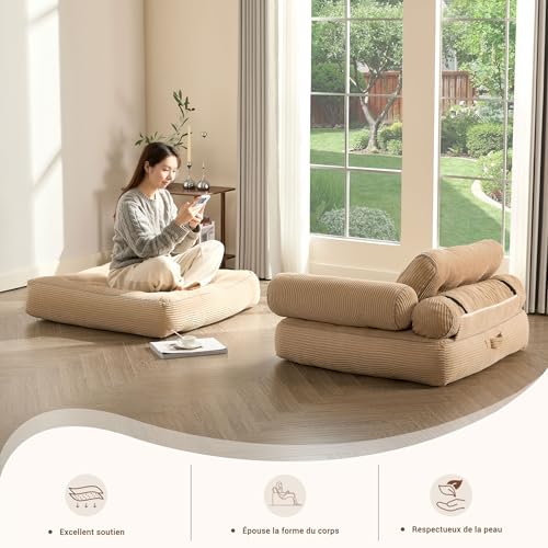 Canapé-Lit Pliable 4-en-1 Gain de Place 95cm Litbird