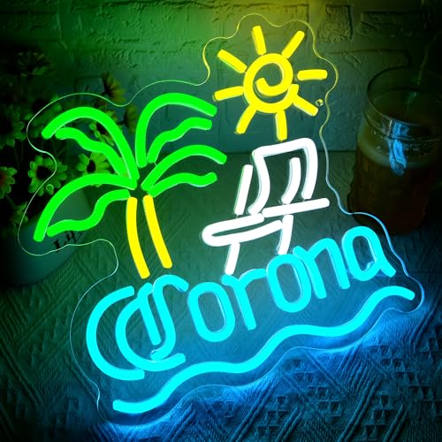 Image of Palm Tree Neon Sign for Wall Decor Beer Neon Light for Man Cave Bar LED Light Up Sign for Home Bar Club Restaurant Summer Beach Party Birthday Gift Christmas Art Size 13.3 * 12.5In(ZYLD284)