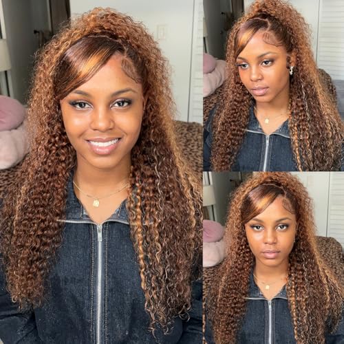 Image of CYNOSURE 13x4 Highlight Ombre Deep Curly Lace Front Wigs Human Hair 26Inch