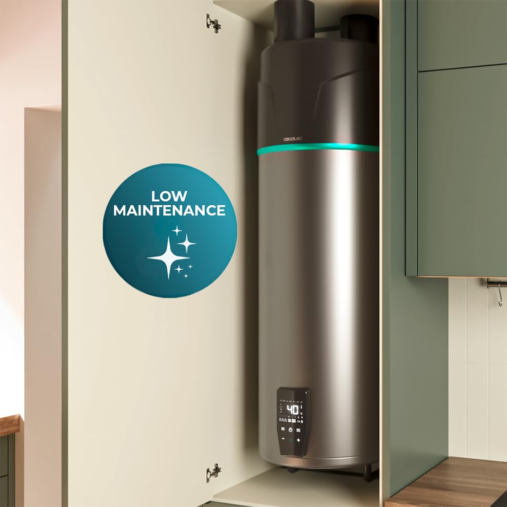 Cecotec Thermo avec Aerotermie de 120L, Chauffe-eau AeroThermal 120 Water Connected. Énergie Sostenible, Bas Consommation, Écran Tactile, Contrôle par APP, R290, Température jusqu’à 75ºC
