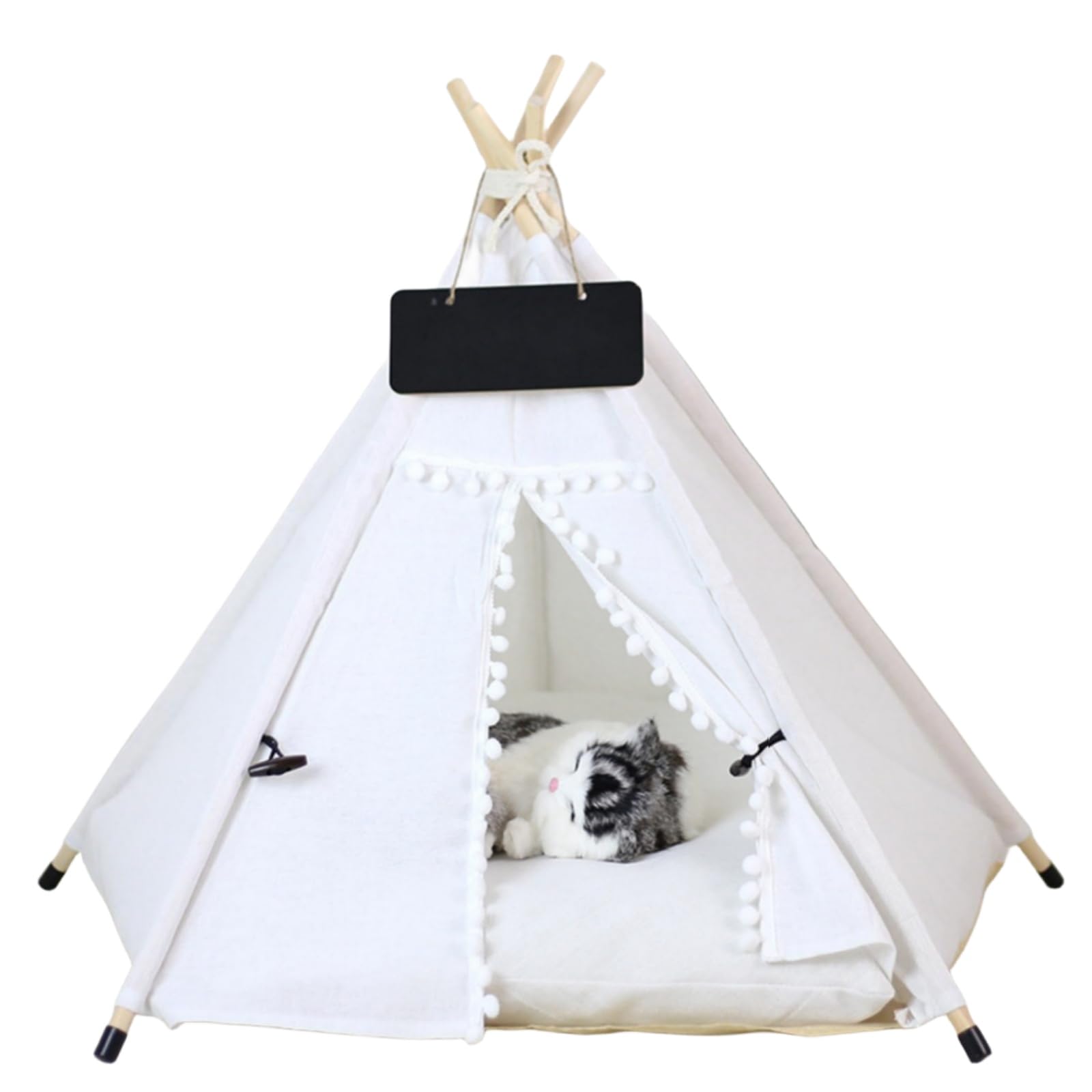 Chien Tipi À L'intérieur des Maisons pour Chiens pour Les Petits Chiens Chiots Tipi De Coussin Noir De Coussin Facile À Déplacer des Animaux De Compagnie Tente De Chien Lavable pour Chien