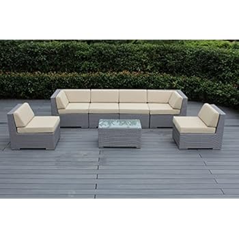 Alternative view of Ohana 7-Piece Patio Wicker Sofa Set, Sunbrella Antigue Beige