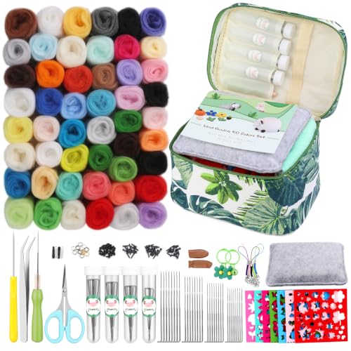 IMZAY Needle Felting Kit Beginner 50 Colors Wool Roving Set