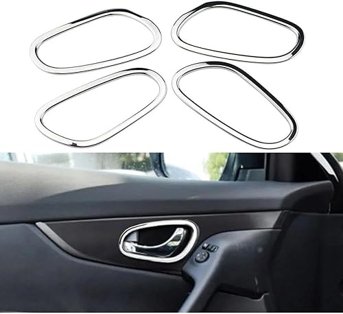 Miniatura 2 de TINYME ABS Chrome Inner Door Handle Bowl Trim Sticker, for Nissan X-Trail Xtrail T32 Rogue Qashqai J11 2014-2021